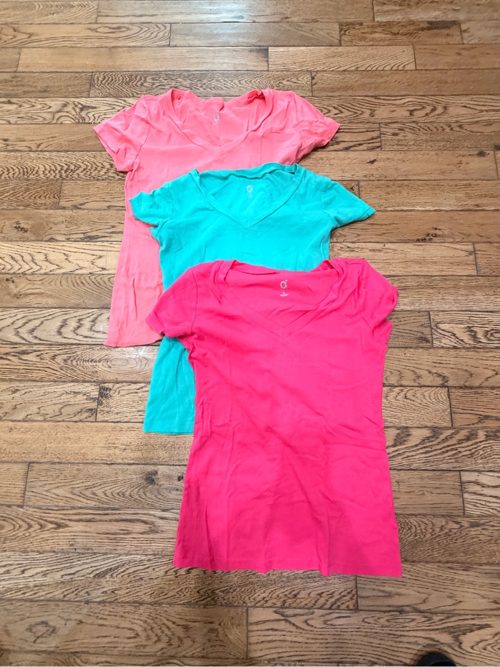 3 for 20!! Or make offer! Bright V-Neck Tee Trio - Pink, Coral & Teal